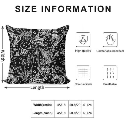 American Traditional Tattoo Flash Print Soft Reinforced Edging Throw Pillow