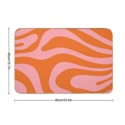Abstract Retro 70s Orange Pink Bath Mat