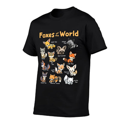 Kawaii Fox Animals of The World Educational Animal Fox Lover  Tagless Design T-Shirt