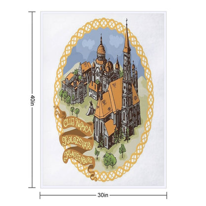 Transylvania Cities Illustration  Cluj Napoca, Kolozsvár, Klausenburg Throw Blanket