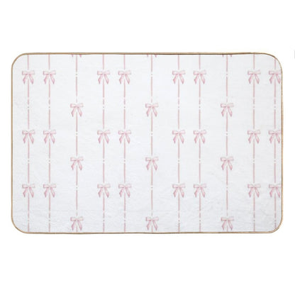Pink Bow Ribbon Coquette Bath Mat