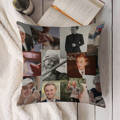 Tom Felton Collage Linen Throw Pillow Cover