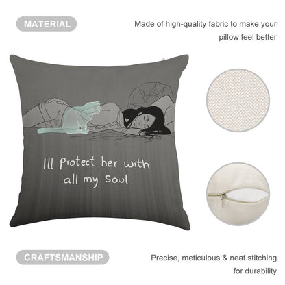 Guardian Soul Linen Throw Pillow Cover