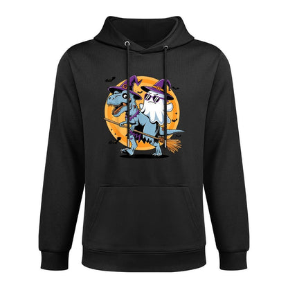 Cute Dinosaur T Rex And Ghost for Halloween Shape Retention Hoodie