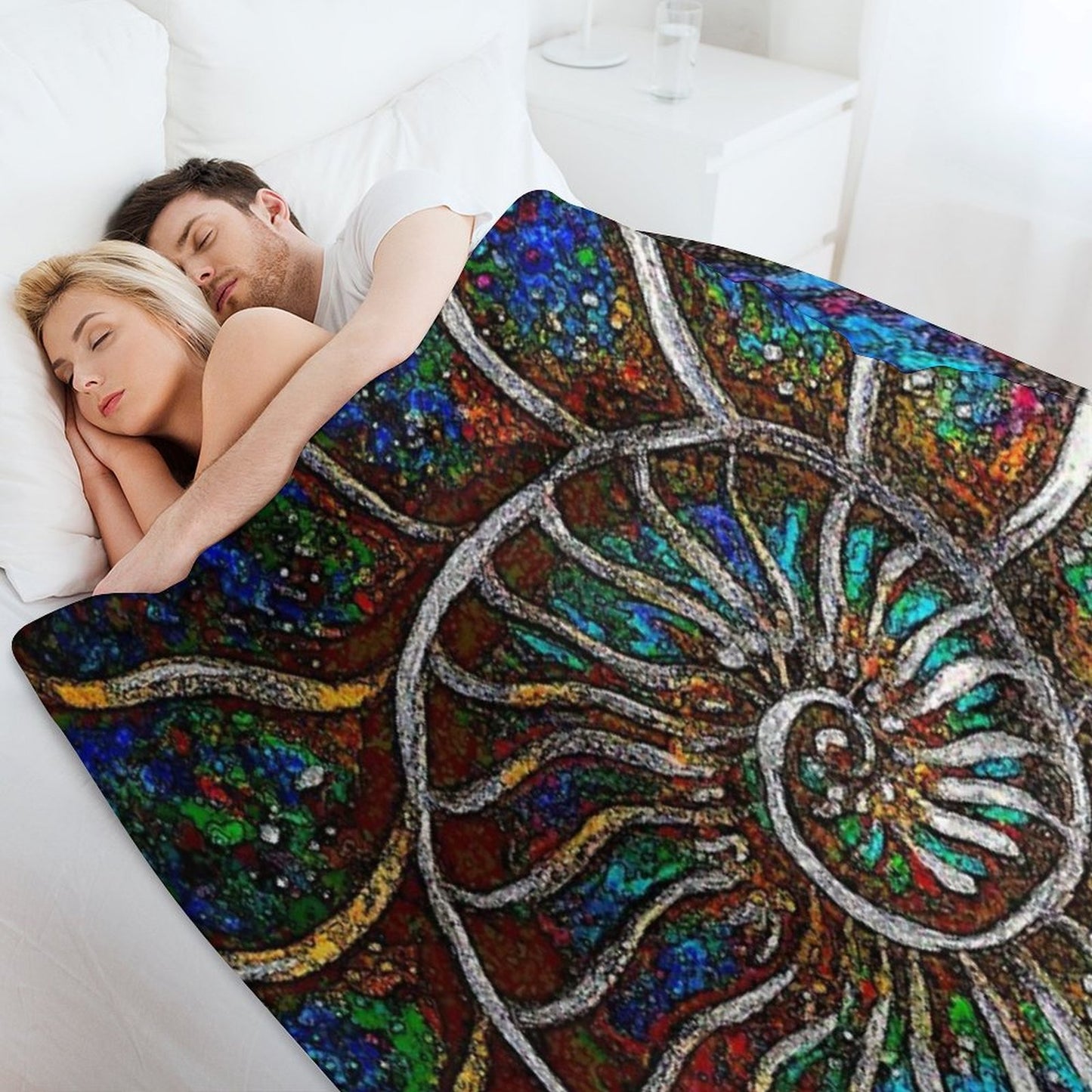 Ammonite Fossil Macro Abstract Art Throw Blanket