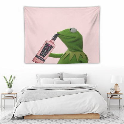 Kermit Sipping Pink Whitney Tapestry