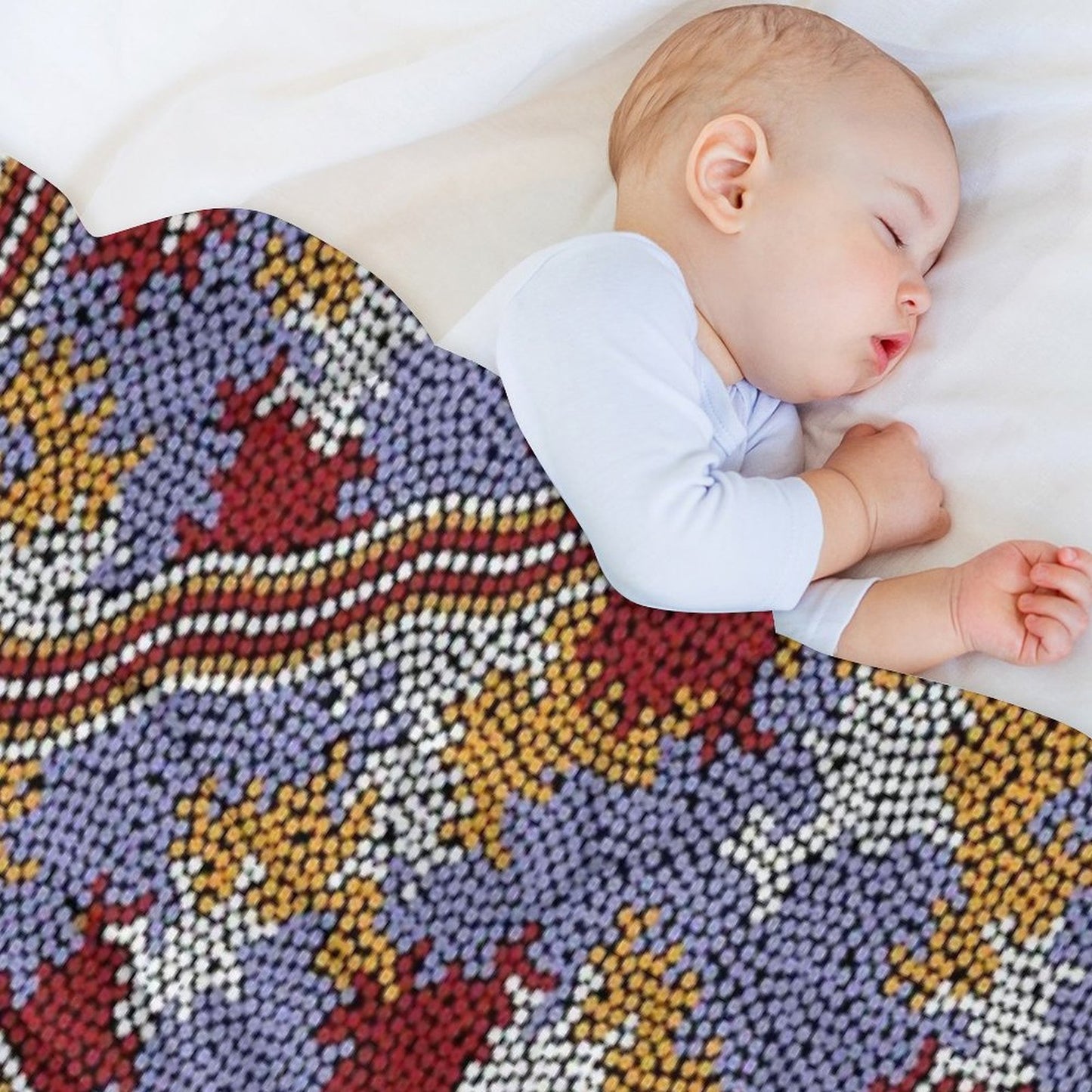 Authentic Aboriginal Art - Uluru  Ayers Rock Throw Blanket