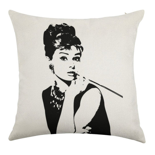 Audrey Hepburn - An Icon Linen Throw Pillow Cover