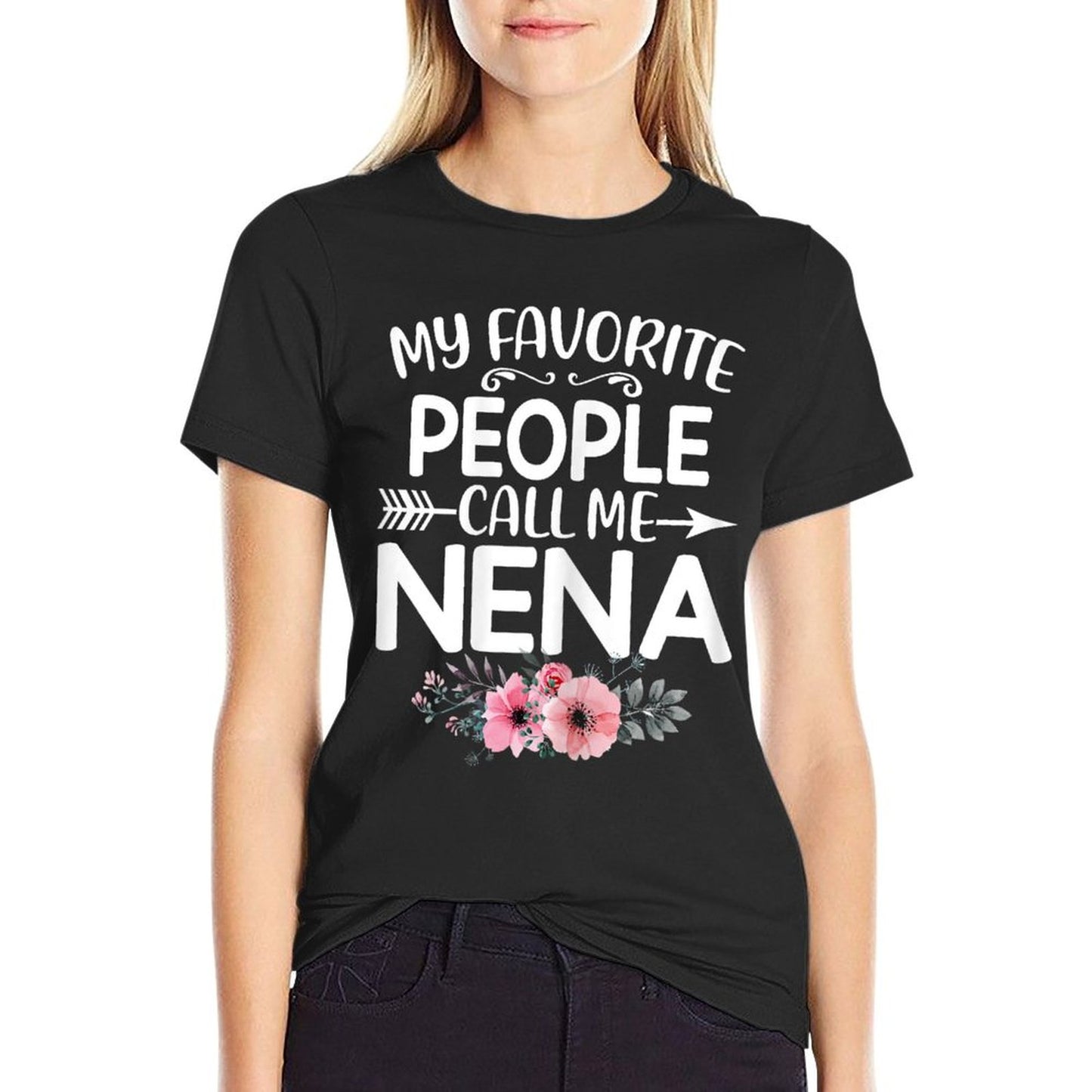 My Favorite People Call Me Nena Cute Pink Floral Mothers Day T-Shirt