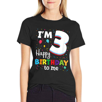Three 3yr 3th Birthday Happy Birthday Boys Girls 3 Years Old T-Shirt