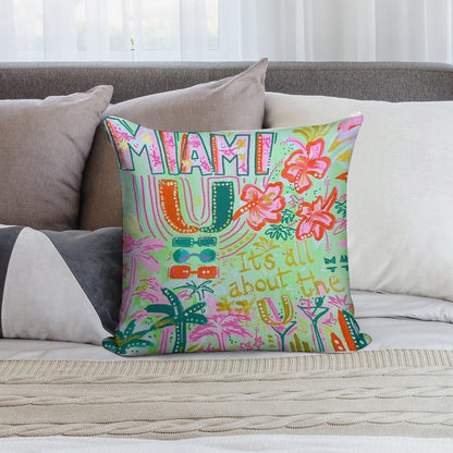 Miami Collage Soft Decorative Cover Throw Pillow