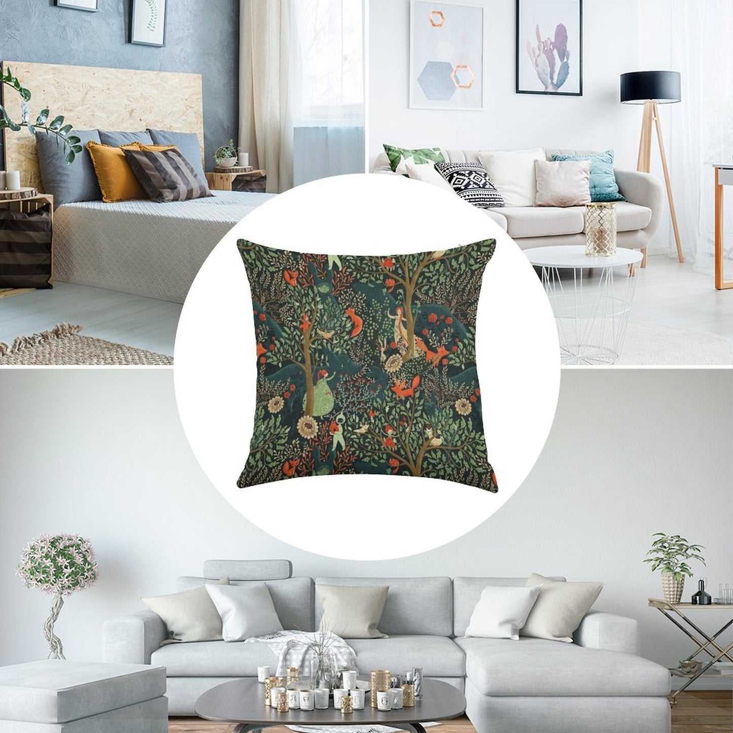 Whimsical Wonderland Linen Throw Pillow Cover