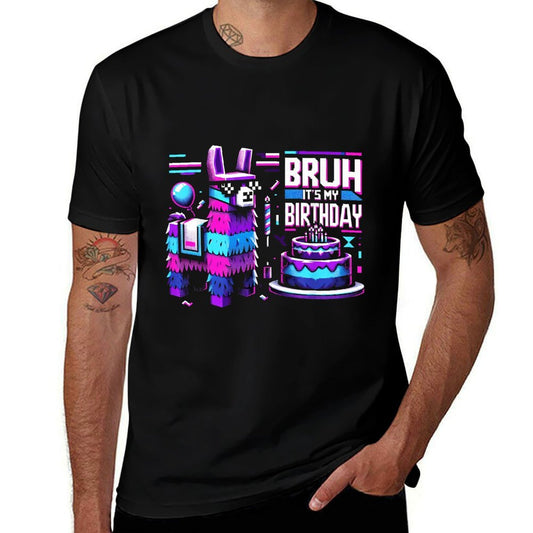 Bruh Its My Birthday Llama Pinata Boy Girl Family Party Bday  Fade-proof Color T-Shirt