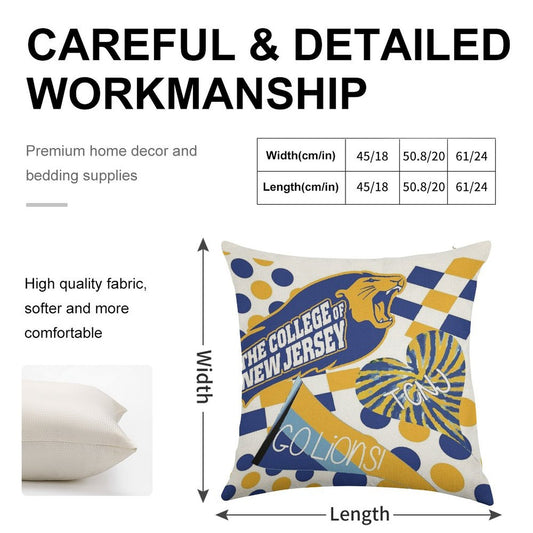 The College of New Jersey Collage Linen Throw Pillow Cover