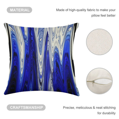 Zigzag Cobalt Blue Linen Throw Pillow Cover