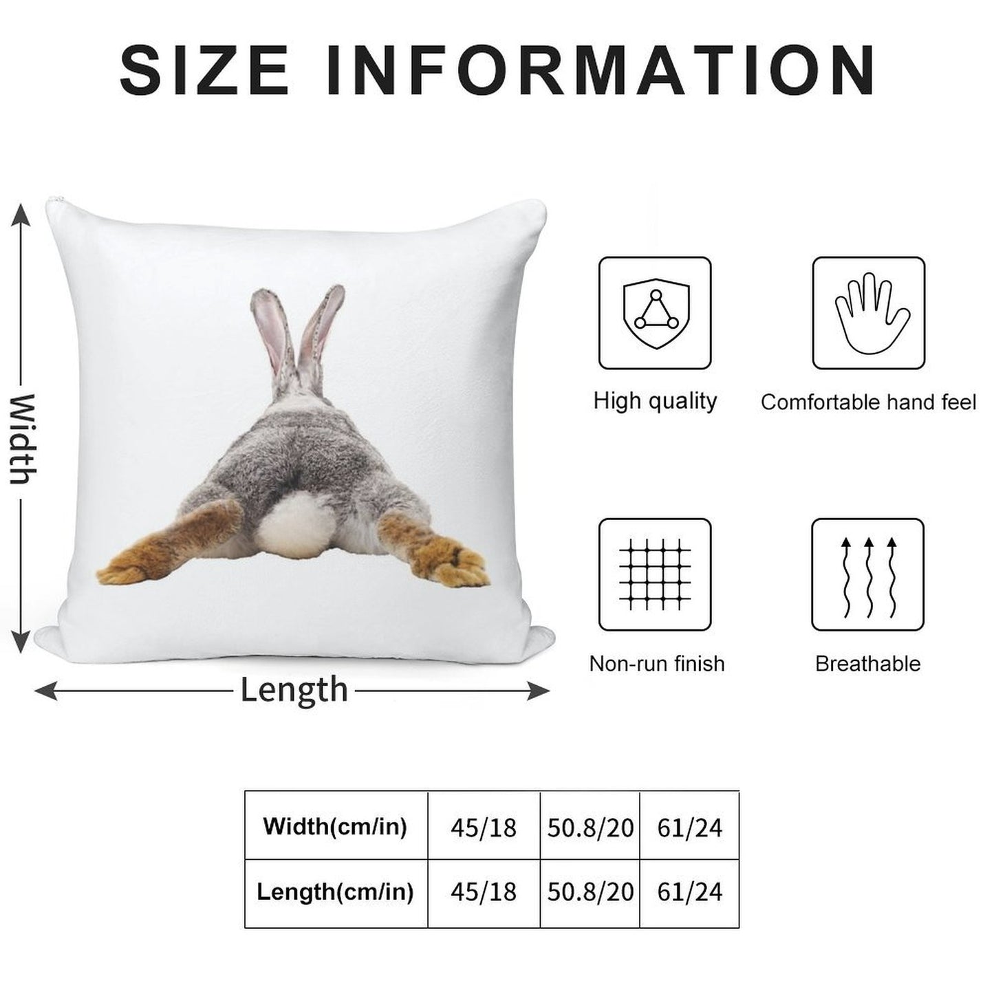 Cute Bunny Rabbit Tail Butt Image Picture Soft Bedroom Essential Throw Pillow