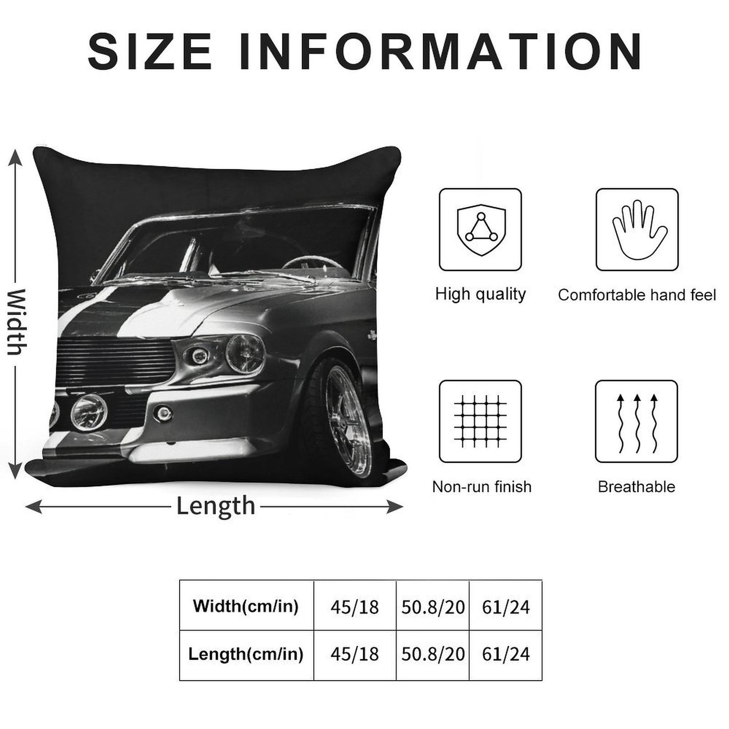 1967 Ford Mustang Shelby GT 500 Soft High-Density Material Throw Pillow