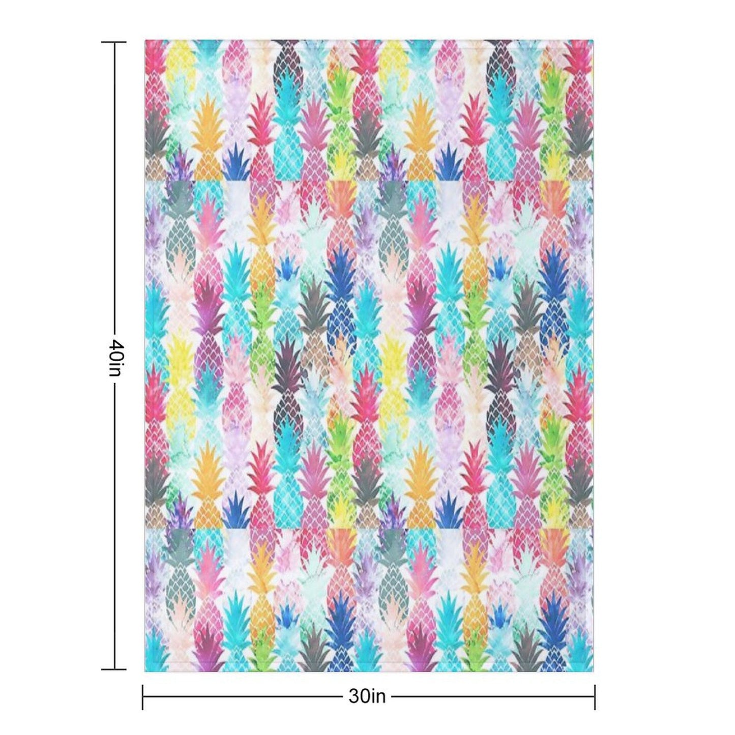 Hawaiian Pineapple Pattern Tropical Watercolor Throw Blanket
