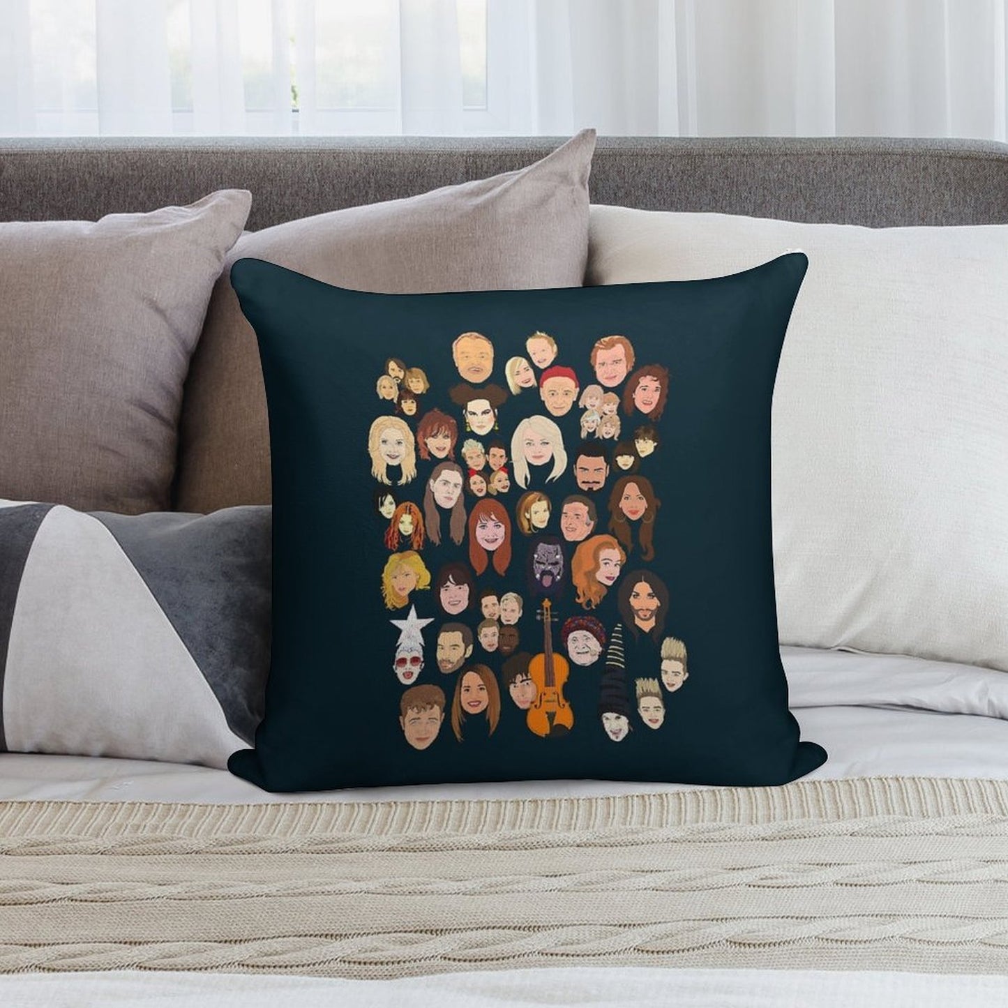 Icons of The Eurovision Song Contest Soft High-Density Material Throw Pillow