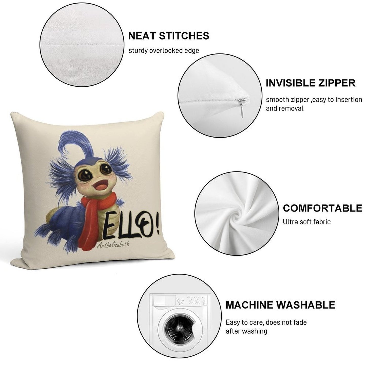 Labyrinth Worm Soft Washable Throw Pillow