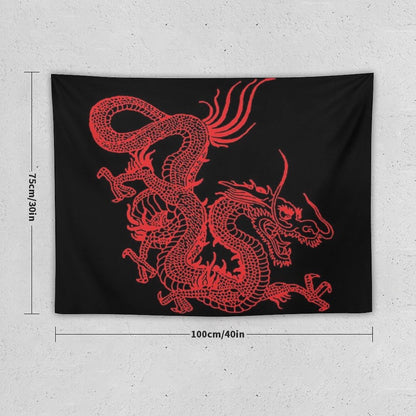 Red Chinese Dragon Tapestry