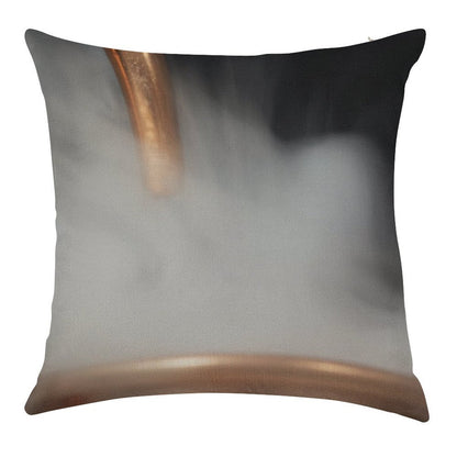 Copper Pipe with Steam Linen Throw Pillow Cover
