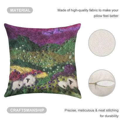 Print ONLY - North York Moors Felted Textile Art Linen Throw Pillow Cover