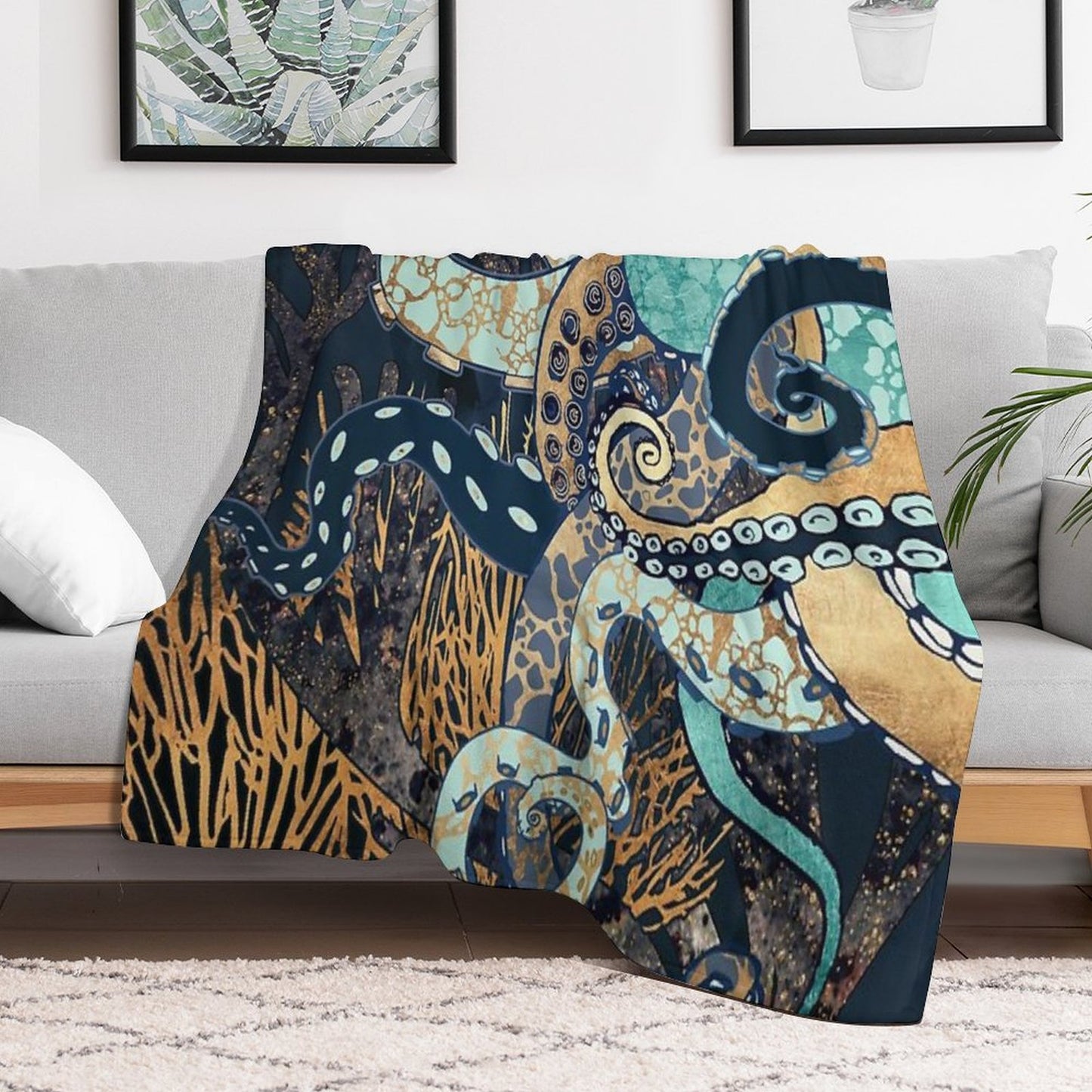 Metallic Octopus II Throw Blanket