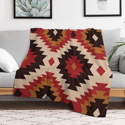 Navajo Red And Mustard Throw Blanket