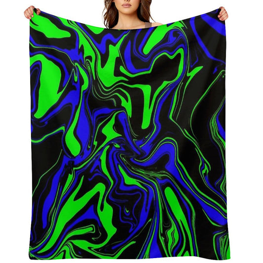 Blue Green And Black Oil Slick Throw Blanket