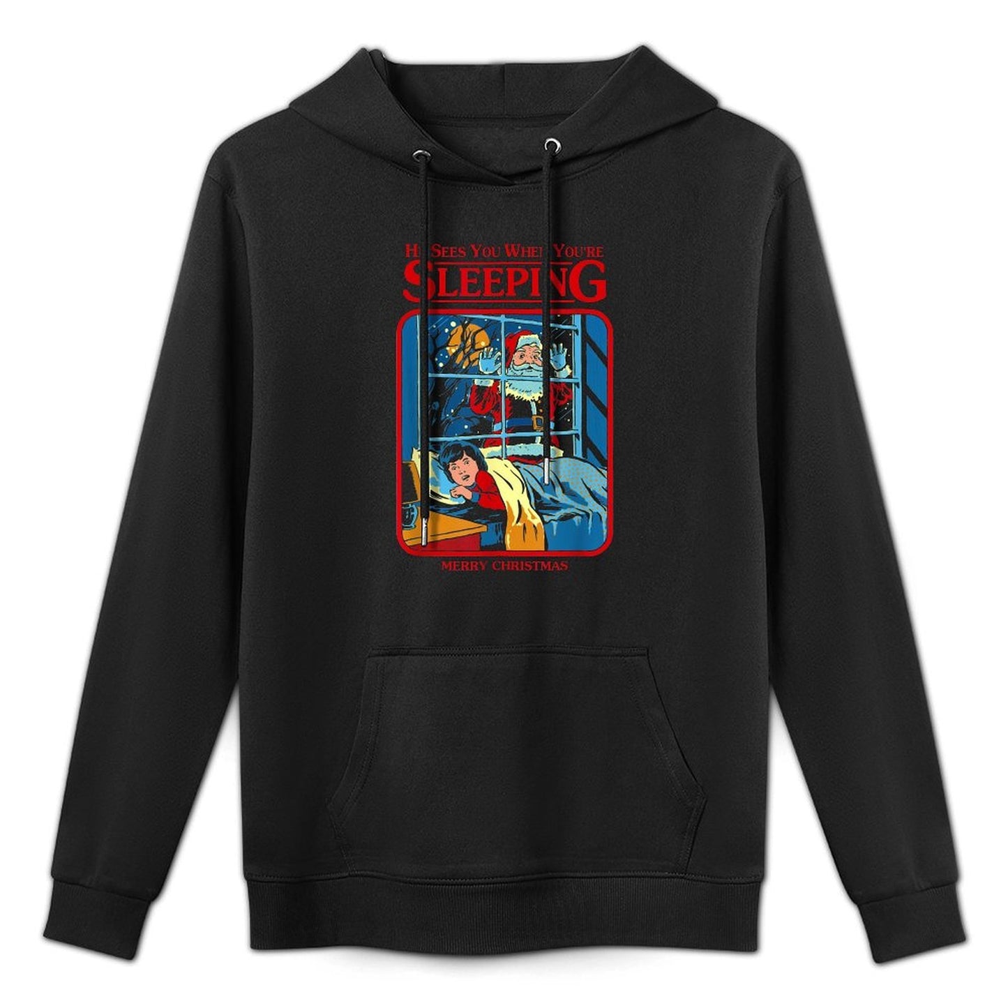 He Sees You When Youre Sleeping Merry Christmas Medium-Weight Fabric Hoodie