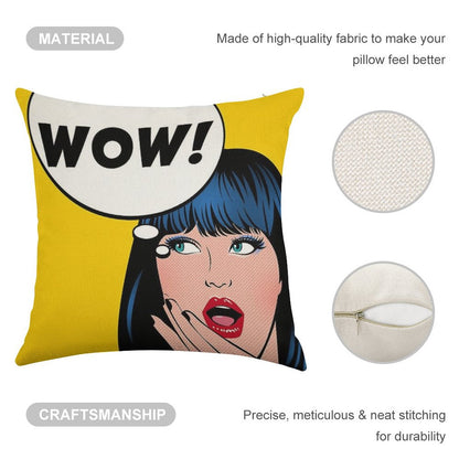 Pop Art - Wow Apron Backpack Etc Linen Throw Pillow Cover