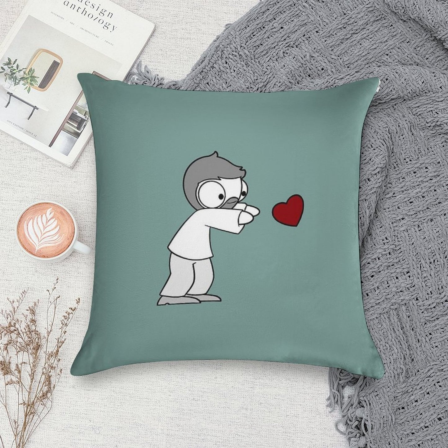 John Hearts Soft Washable Throw Pillow