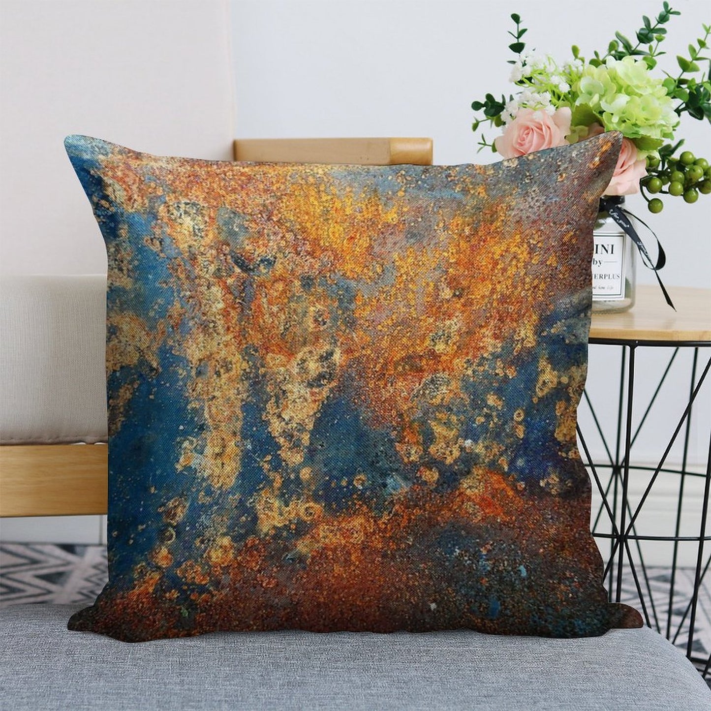 Autumnal Rust Linen Throw Pillow Cover