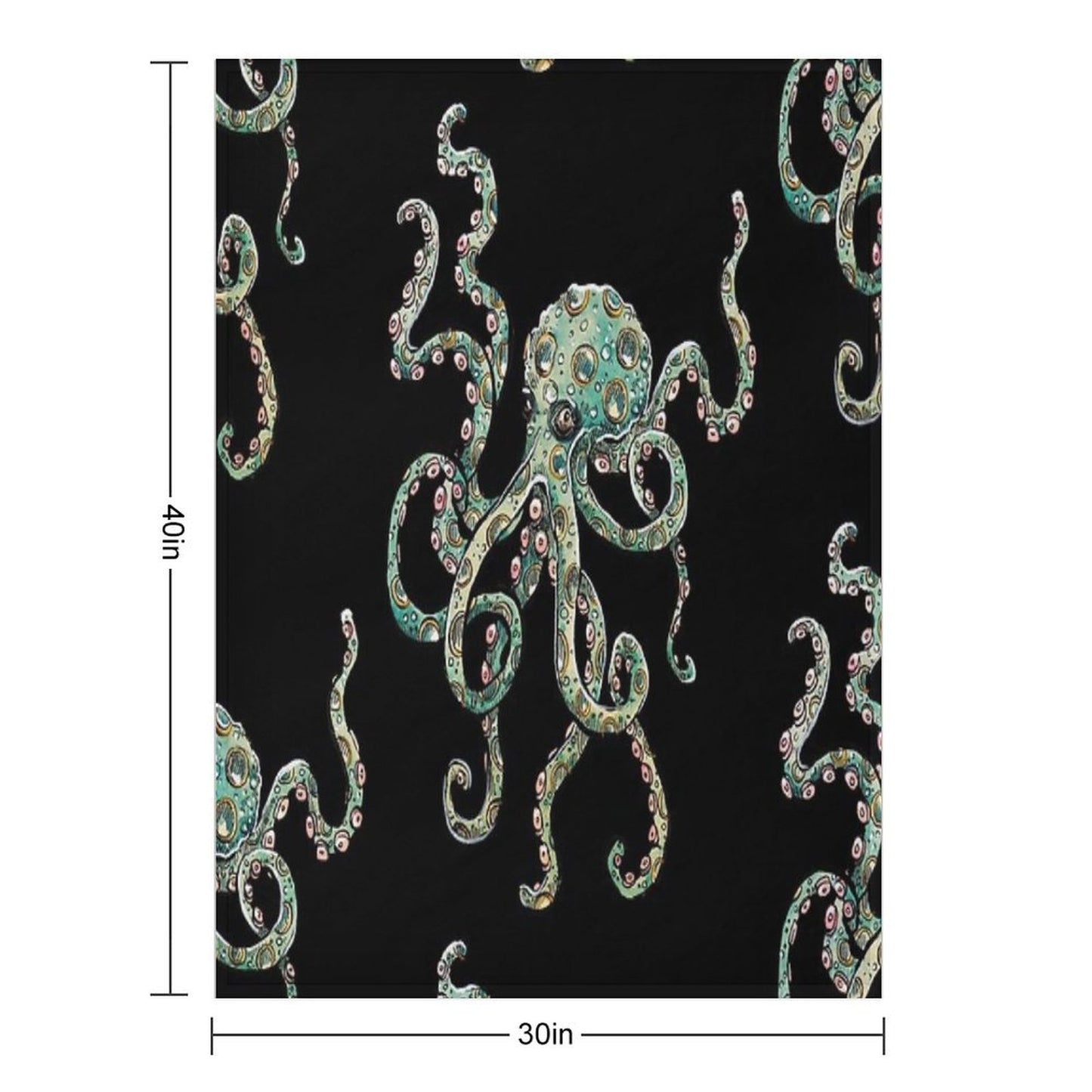 Green Octopus! Throw Blanket