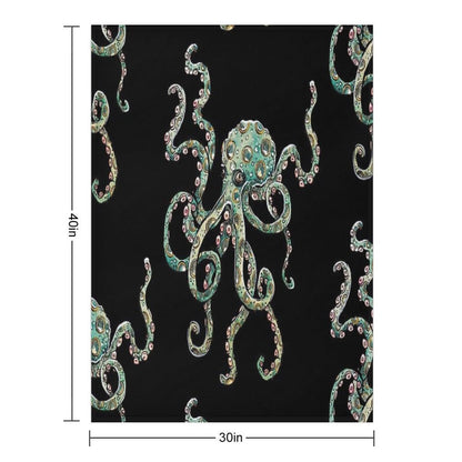 Green Octopus! Throw Blanket