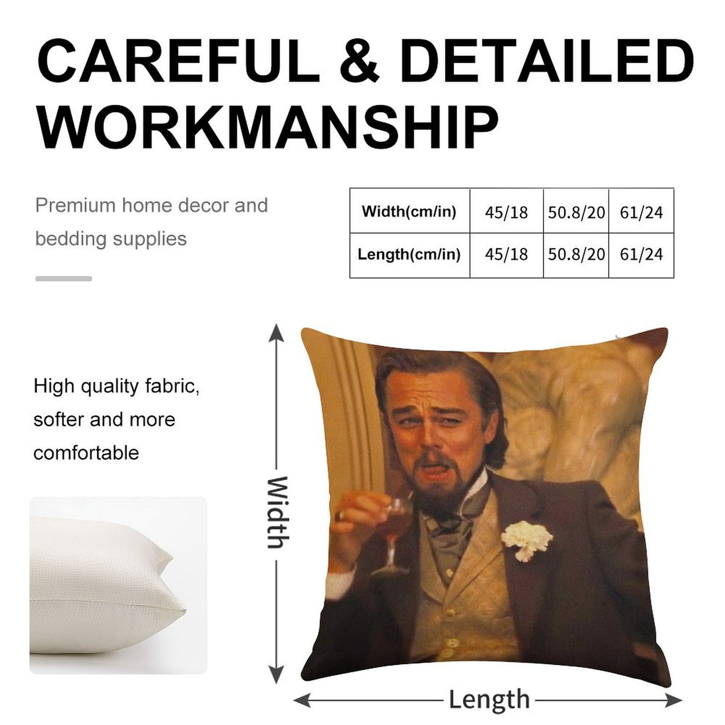 Leonardo DiCaprio Meme Linen Throw Pillow Cover