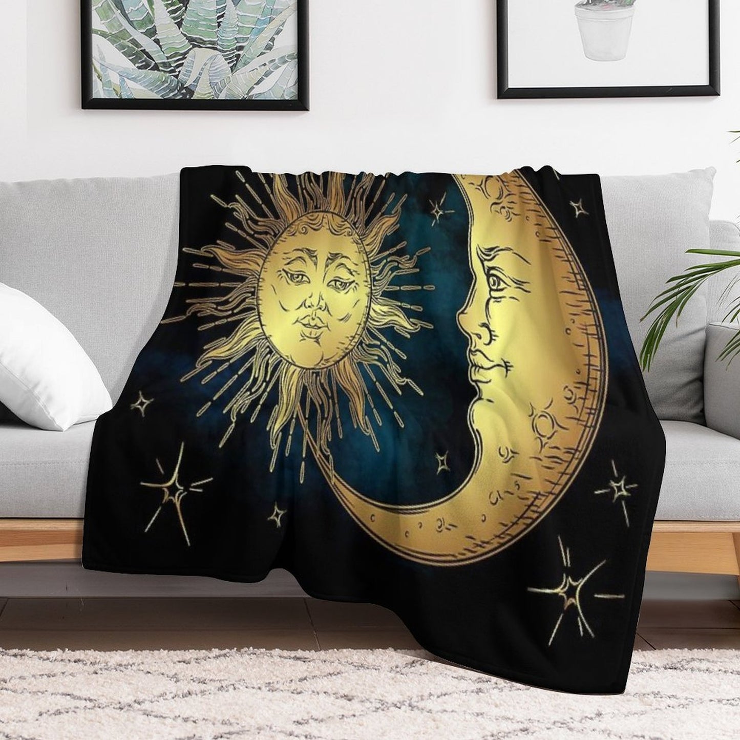 The Sun, Moon And Stars Throw Blanket