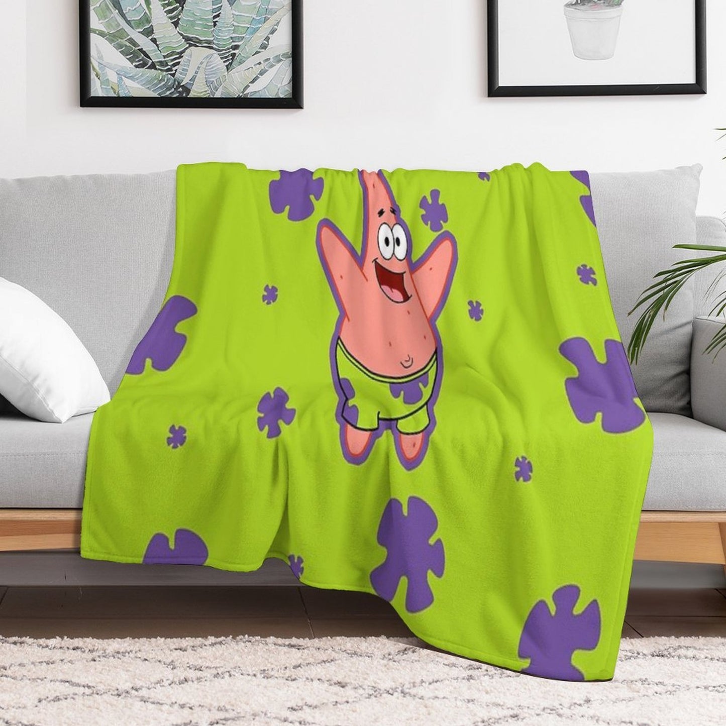 Patrick Star Pattern Throw Blanket