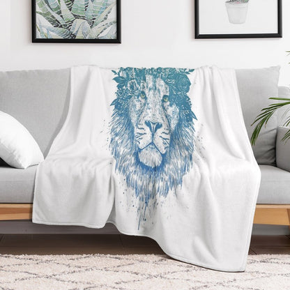 Floral Lion Throw Blanket