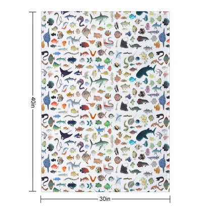 One Hundred Fish Throw Blanket