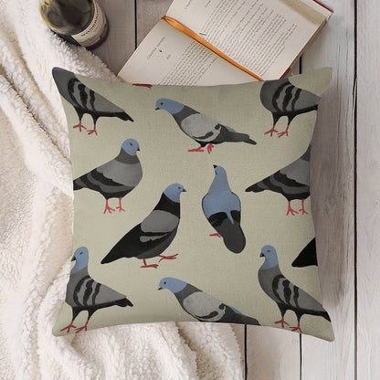 Design 33 - The Pigeons Linen Throw Pillow Cover