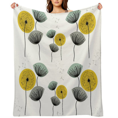Mid Century Dandelions Throw Blanket