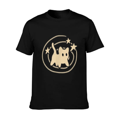 90s Y2K Scary Tomcat Cat Is Scared Under Starry Tail Comfortable T-Shirt