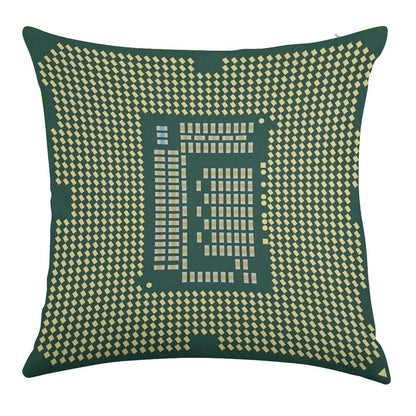 Intel Core CPU Processor Bottom Linen Throw Pillow Cover