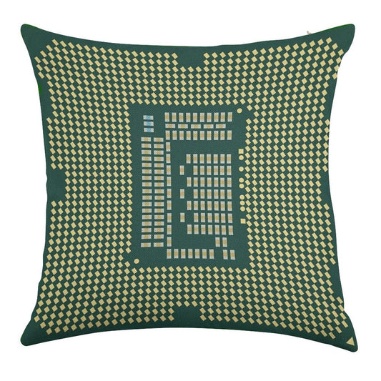 Intel Core CPU Processor Bottom Linen Throw Pillow Cover