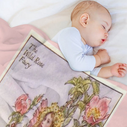 Pink Fairy Queen with Pink Flowers Whimsical Vintage Artwork Throw Blanket