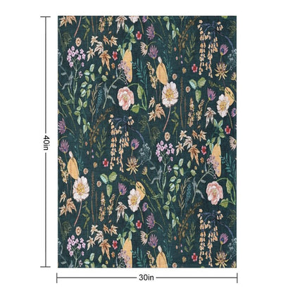 Hana Floral (teal) Throw Blanket