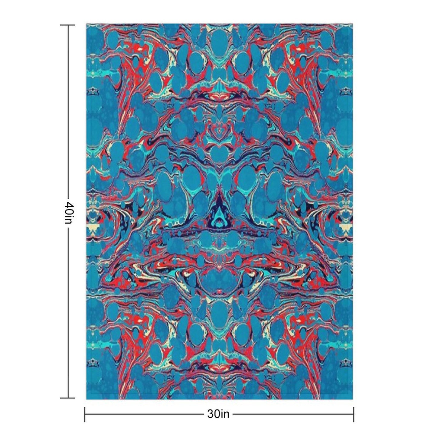 Psychedelic Blue Red Marbled Paper Throw Blanket