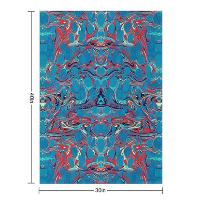Psychedelic Blue Red Marbled Paper Throw Blanket